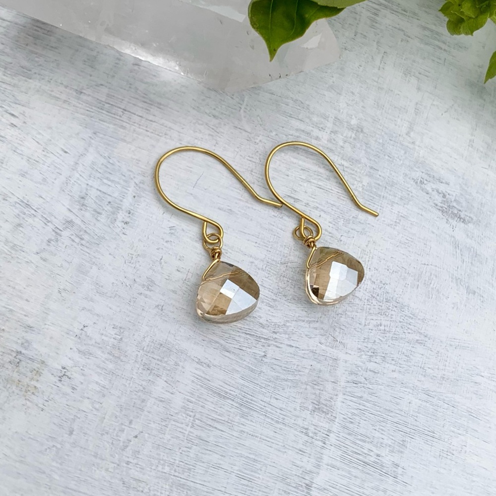 Brass and Crystal Earrings by Anne More Jewelry